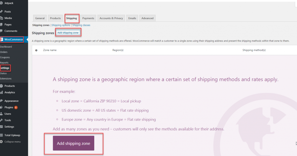 WooCommerce Shipping Zones