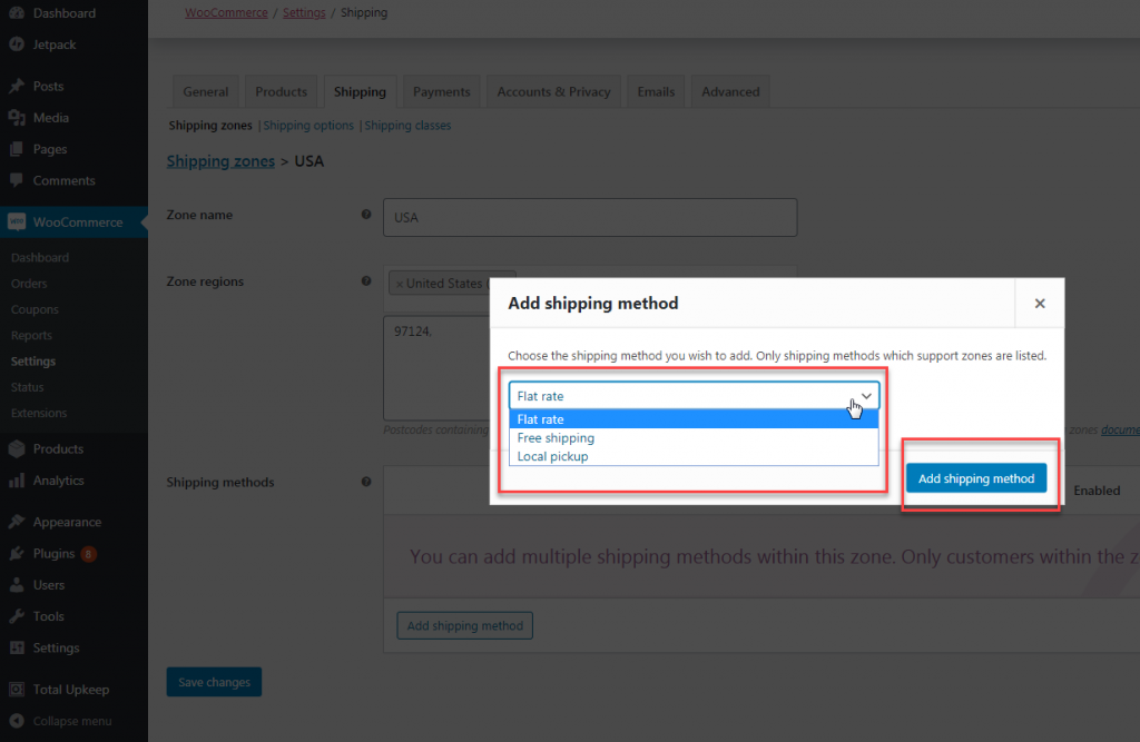 Add WooCommerce Shipping Method