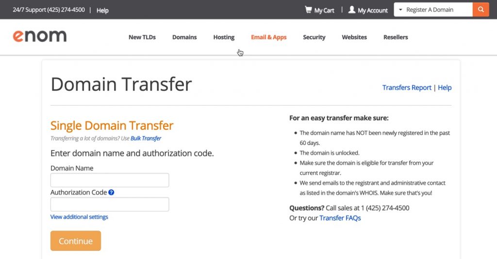 Domain Transfer page