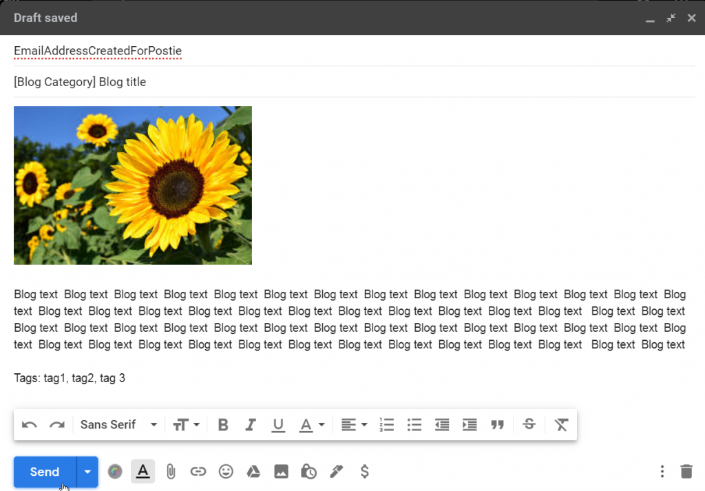 Sending blog post via email