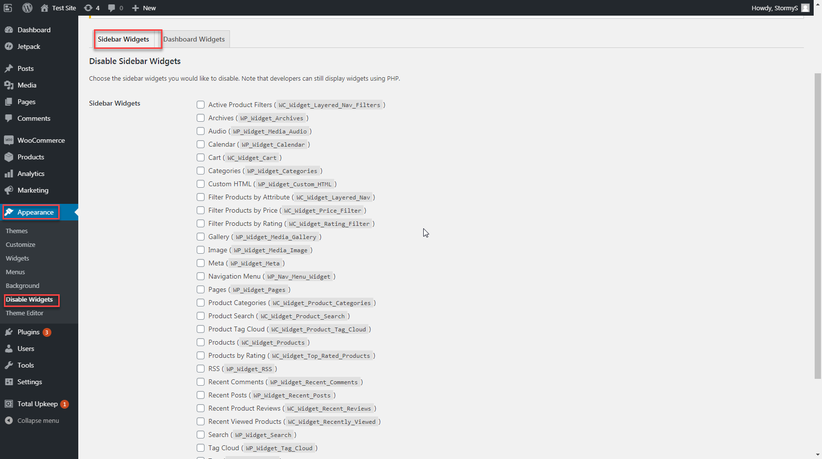 Deactivating and Disabling Widgets in WordPress