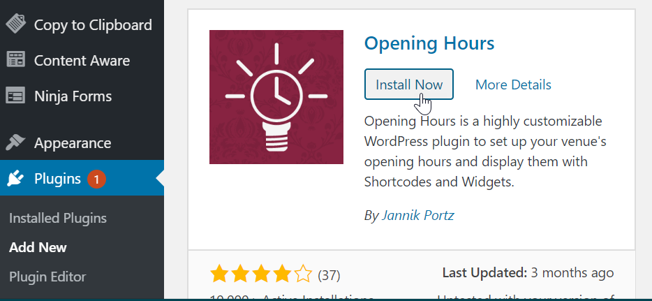 downloading opening hours plugin