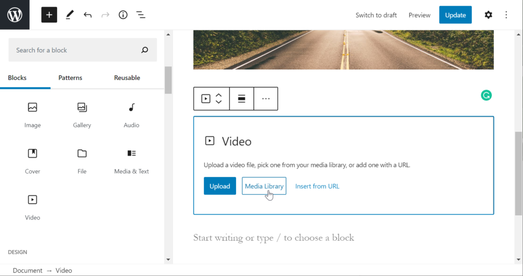 Add video block to wordpress
