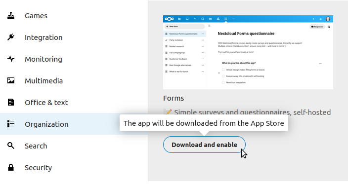 Download and enable Nextcloud Deck app