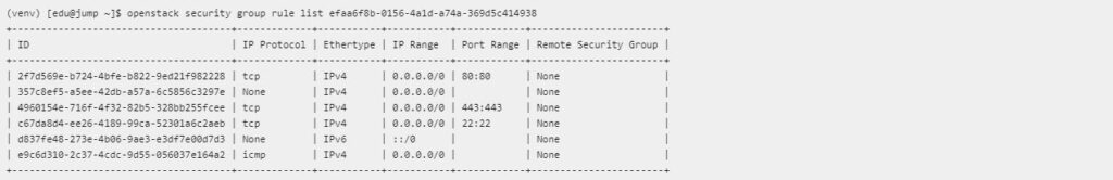 openstack security group list command