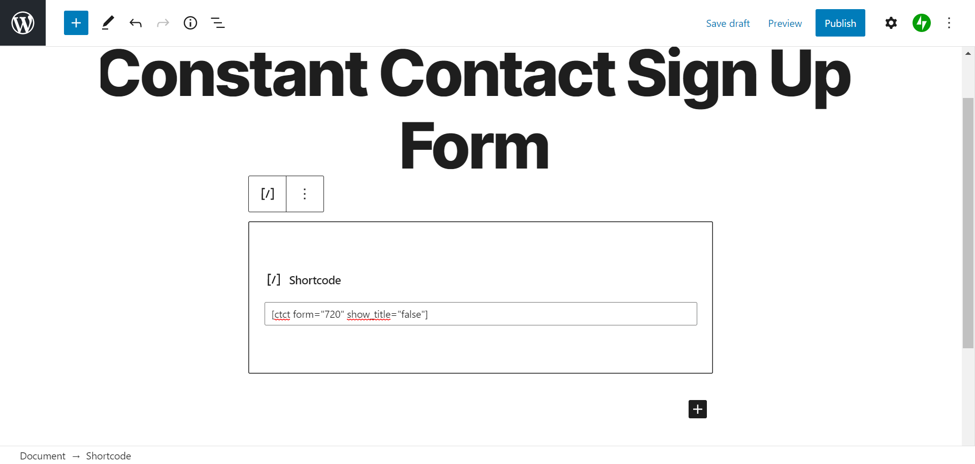 Adding the Constant Contact WordPress Plugin