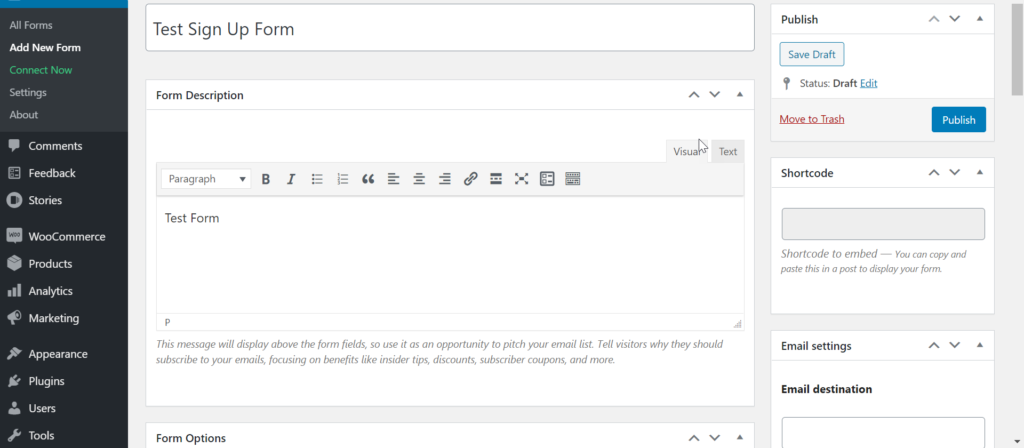 create constant contact form