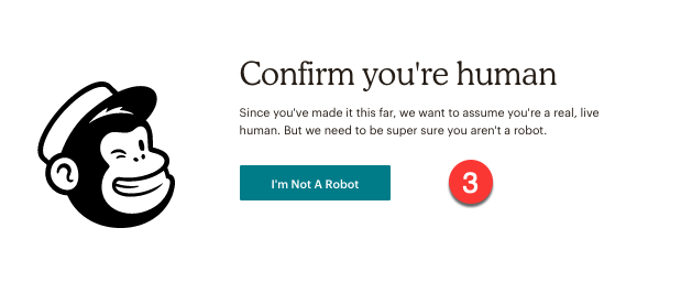 confirm your not a robot for mailchimp account
