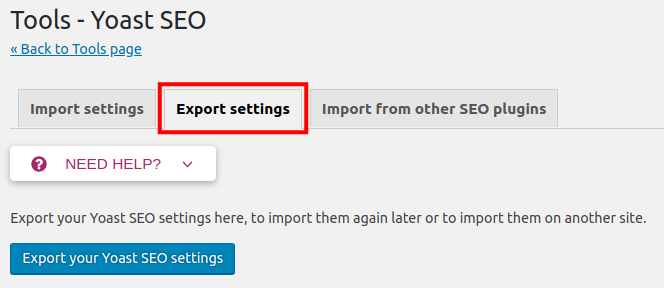 export settings
