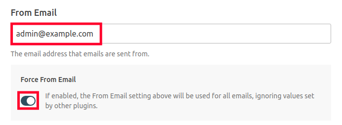 Enter From Email for SMTP