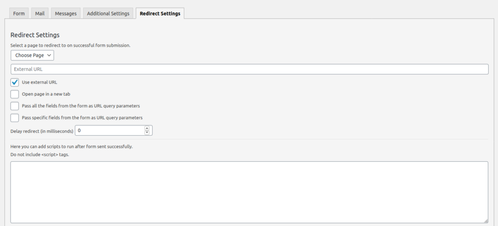 Redirection for Contact Form 7 settings