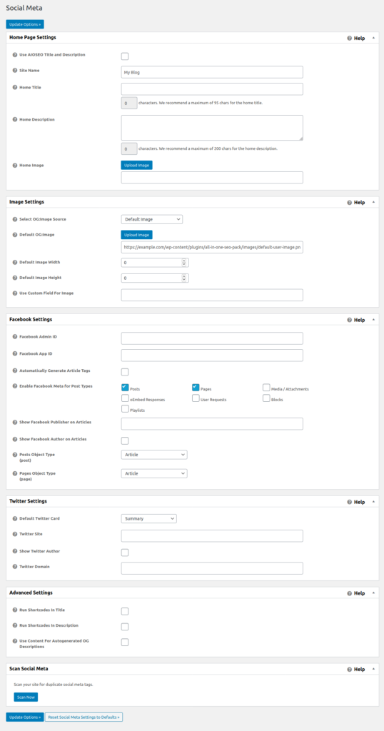 All in One SEO Pack Social Meta options