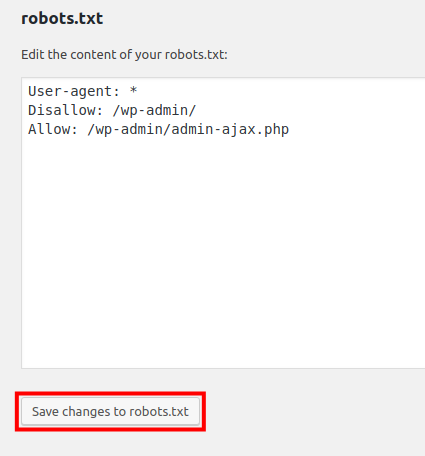 save changes to robots txt file