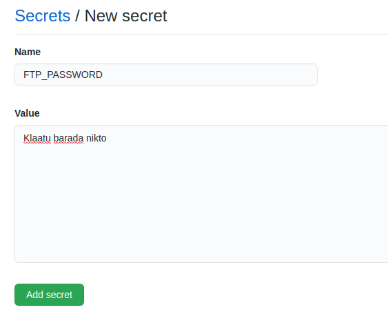 Add new secret to repository settings in GitHub