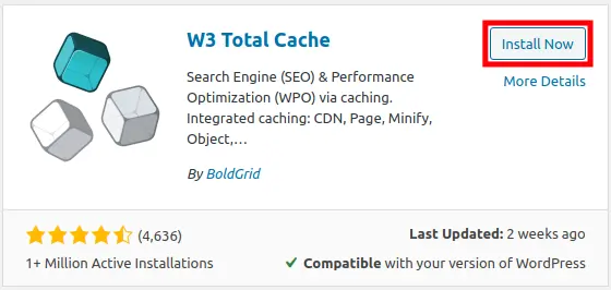 Installing W3 Total Cache Plugin for WordPress