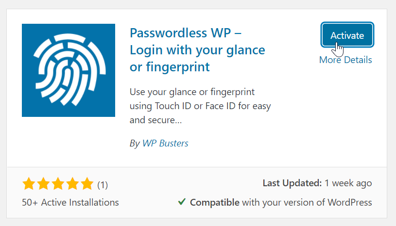 install passwordless wp plugin
