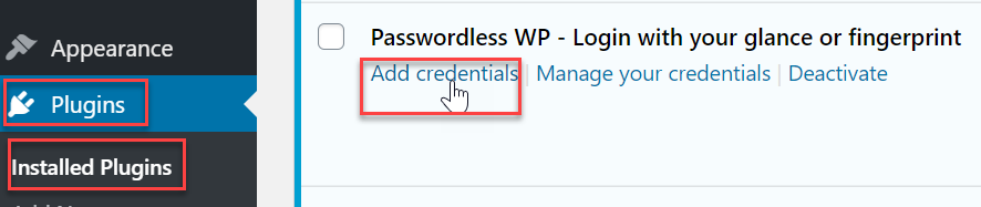 navigate to passwordless wp settings from installed plugin page