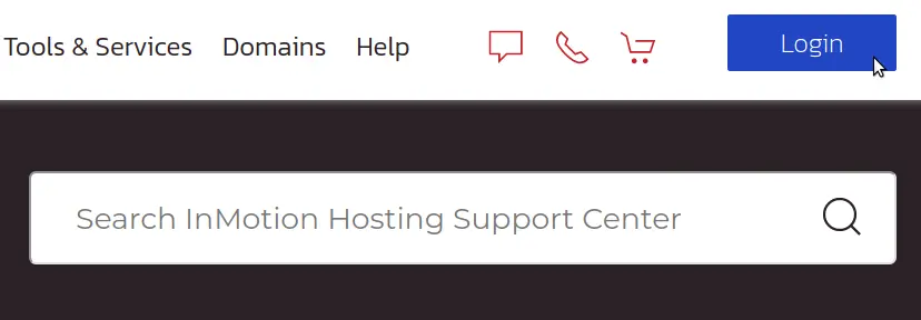 Login button for Support Center
