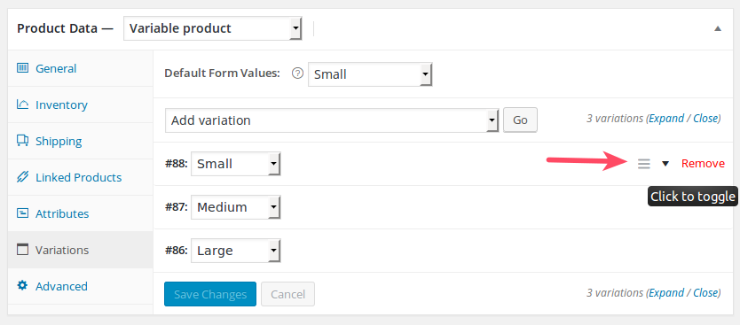 Open Variable Product Drop-down