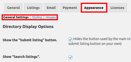 Appearance Options for the Business Listings Plugin