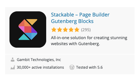 Stackable plugin in WordPress.org Plugins page