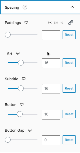 Style - Spacing options