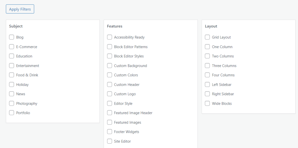 Theme Filter search Searching for WordPress Themes with Filters