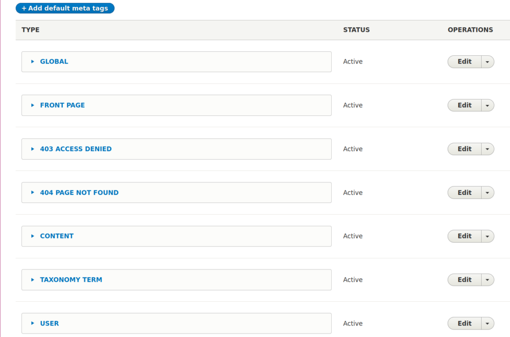 Drupal Metatag Defaults