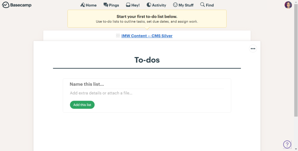 To-dos are the tasks within any given project. The to-dos section will show you any open and completed tasks around the completion of your web design project.