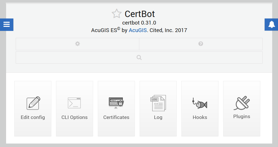 CertBot Webmin module settings