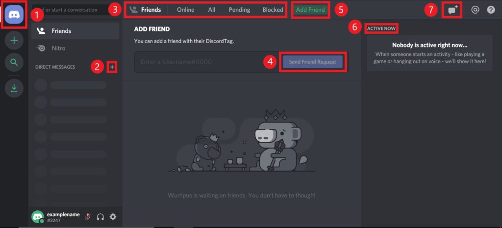 Friends list and server list – Discord