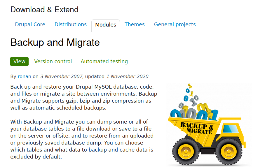 Drupal developer for Backup and Migrate module