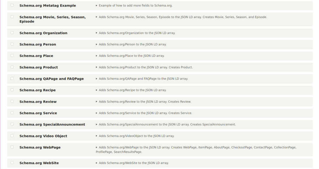 Schema types in Drupal schema module