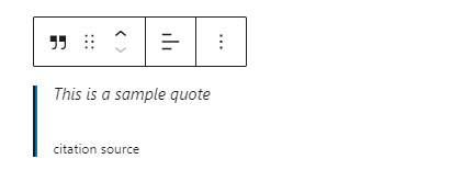 Visual Editor - block quote example