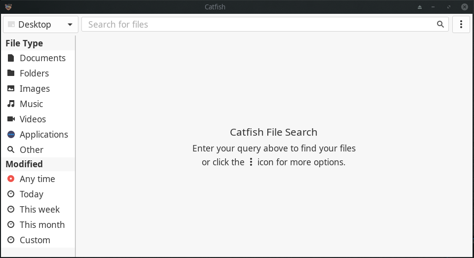 Using Catfish to find a file in Linux