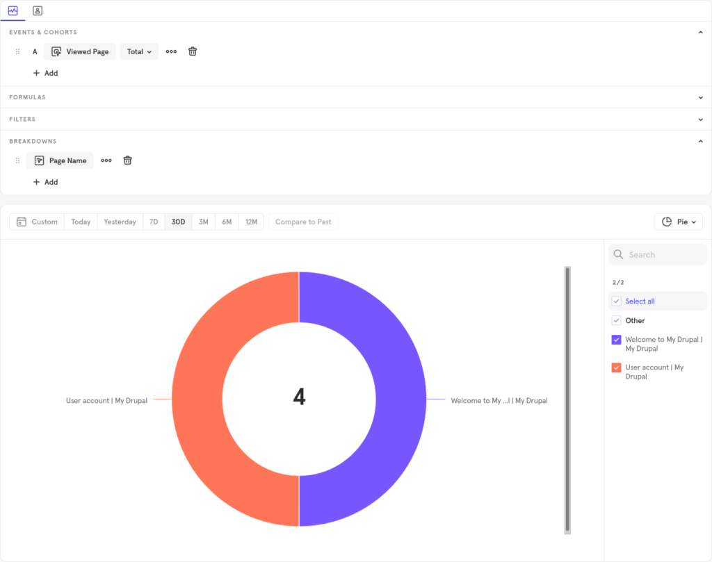 Mixpanel viewed page and page name insights