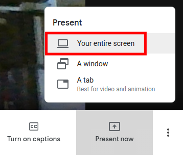 Share your Entire Screen on Google Meet