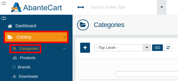 Accessing Catalog for AbanteCart Product Categories