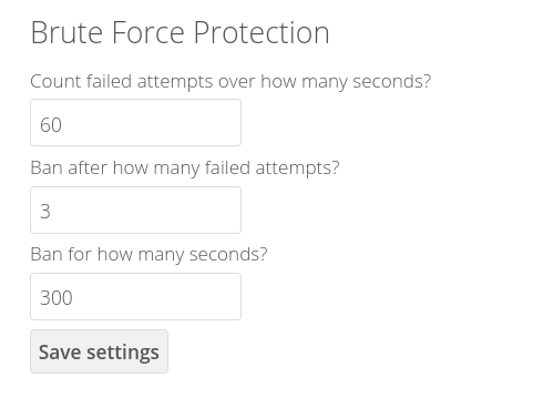 ownCloud Brute-Force Protection settings