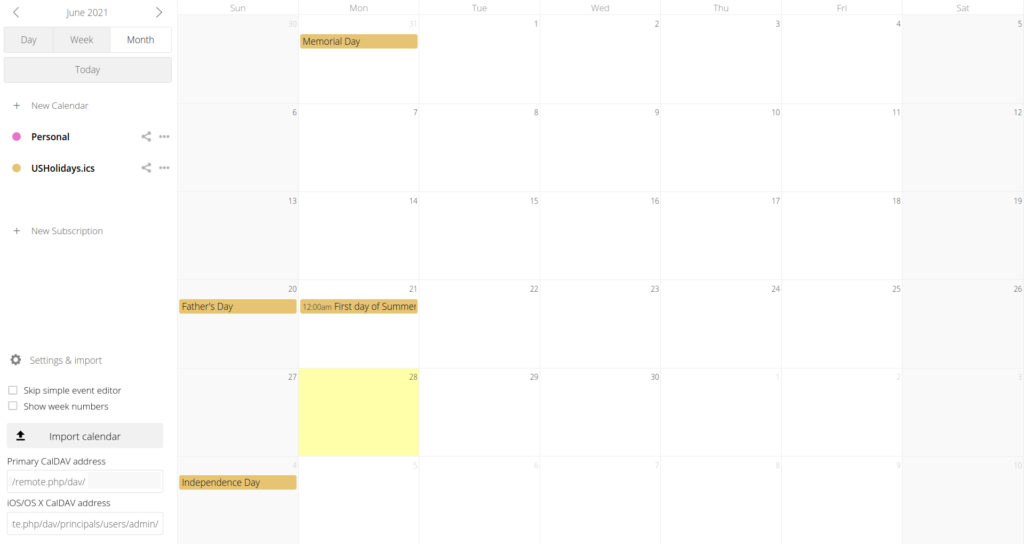 ownCloud Calendar