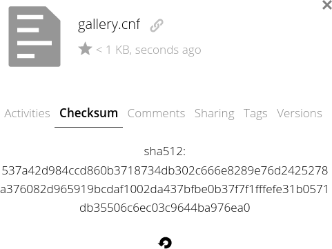 Create a checksum in ownCloud
