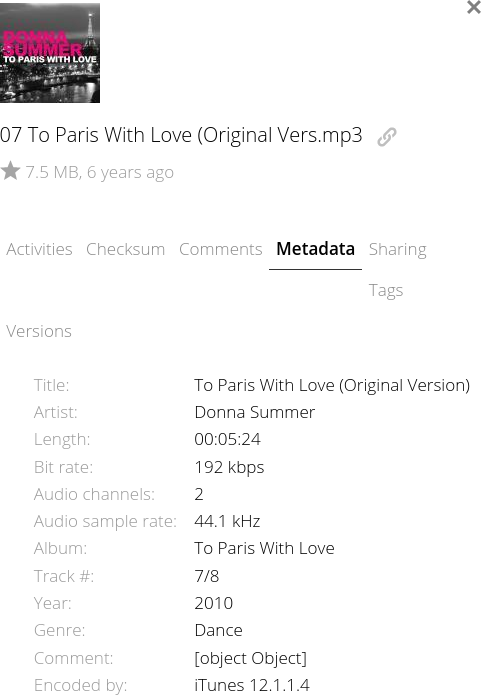 Donna Summer - To Paris With Love Metadata
