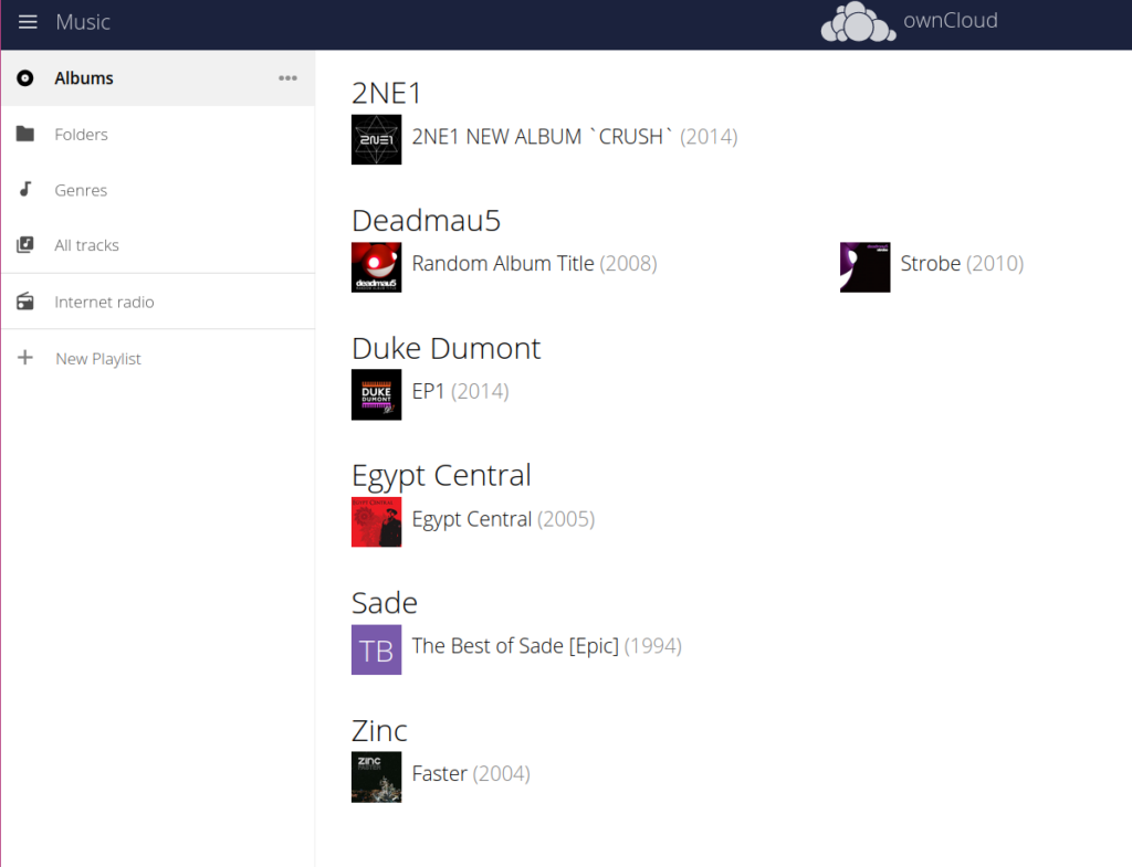 ownCloud Music Player Albums