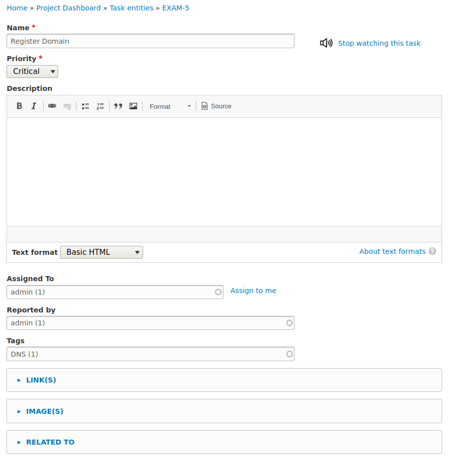 Drupal Burndown Task Example