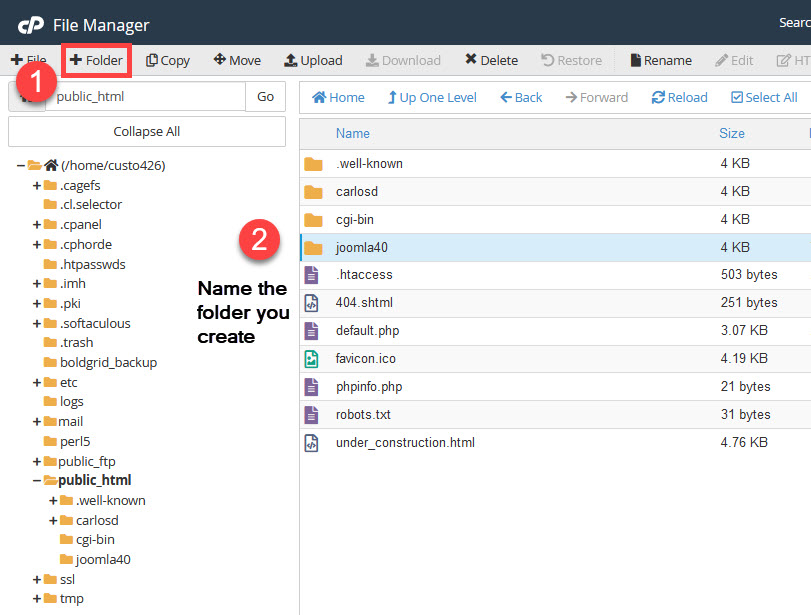 Using File Manager for Joomla! installl