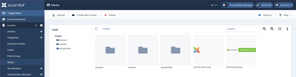 How to Upload files in Joomla 4 Media Manager