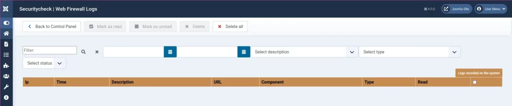 Joomla Securitycheck Web Firewall Logs