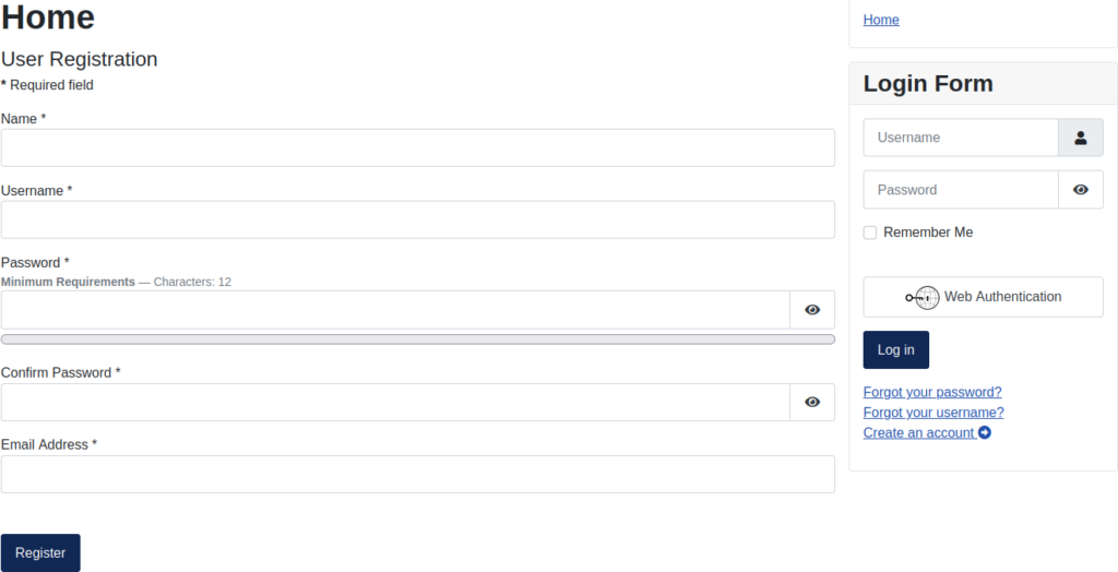 Joomla 4 User Registration Form