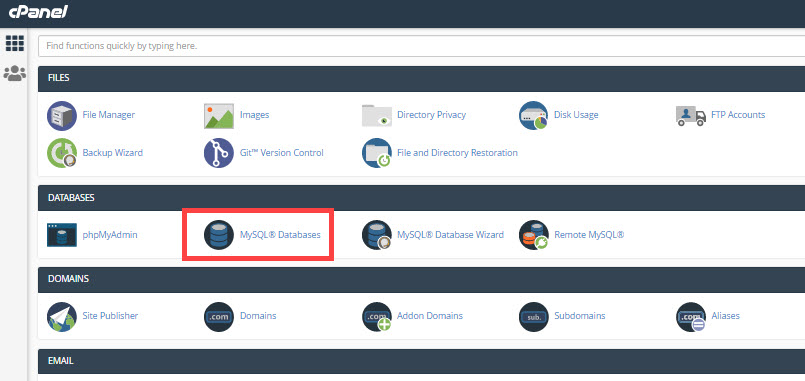 database icon in cPanel