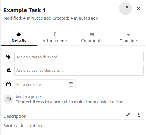 Nextcloud Deck task details section